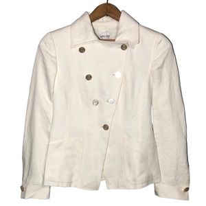ARMANI COLLEZIONI | Womens Flax Off-White Textured Double Breasted Blaze size 2